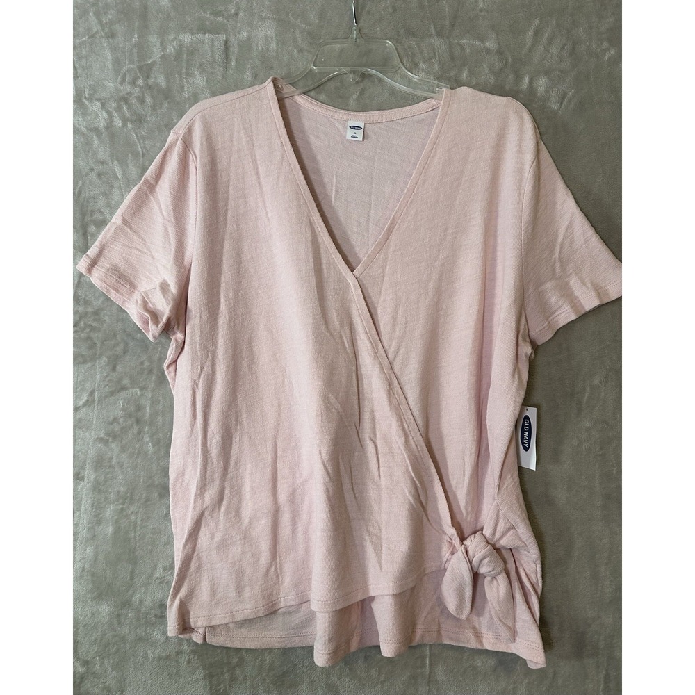 Old Navy Top Womens XL Pink Short Sleeves Lightweight Wrap Side Casual